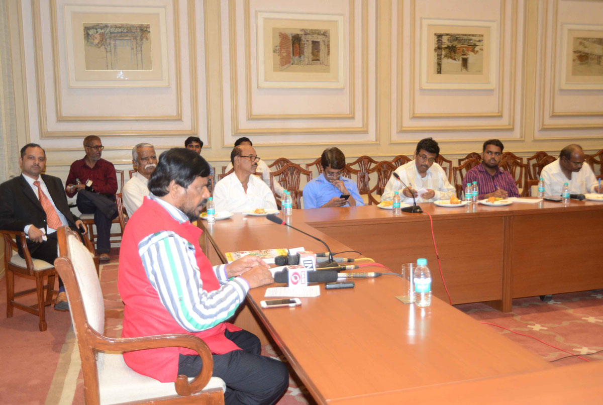 Union MInister Of State Ramdas Athawale Press Conference & Meeting at Sahyadri Guest House.