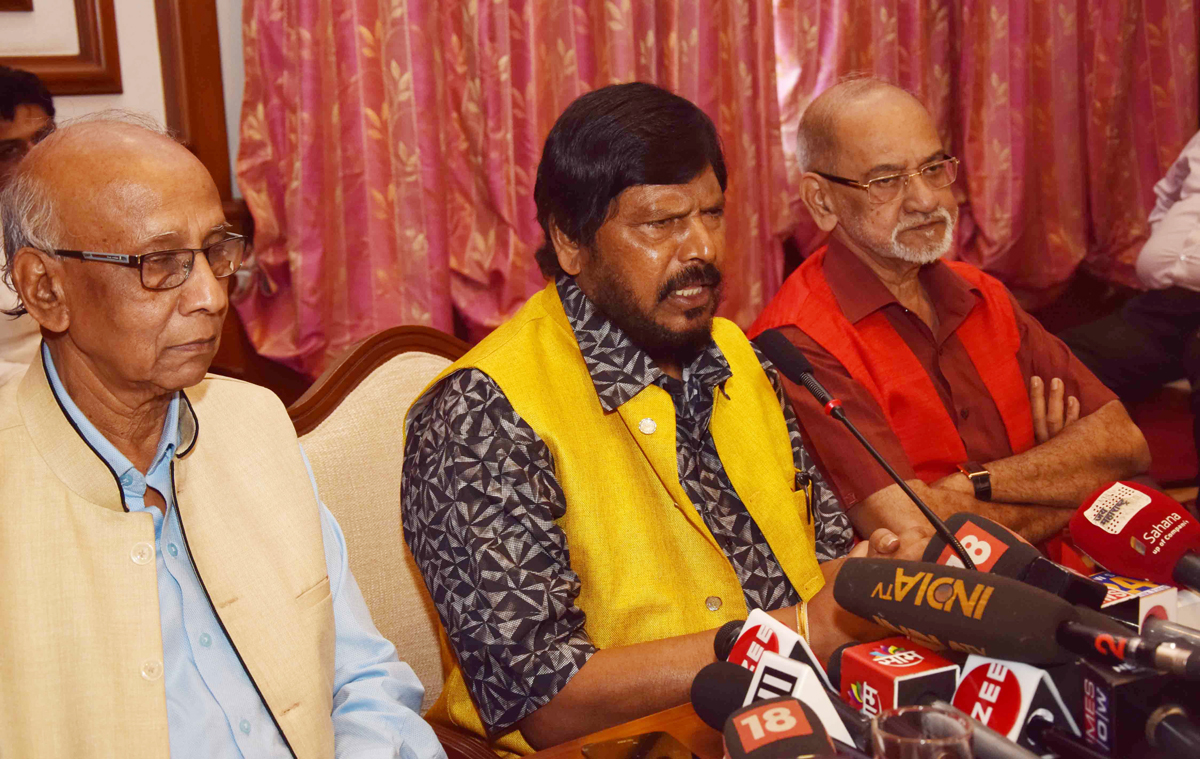 Hon'ble Ramdas Athawale Minister of State For Social Justice & Empowerment Press Conference at Sahyadri Guest House.