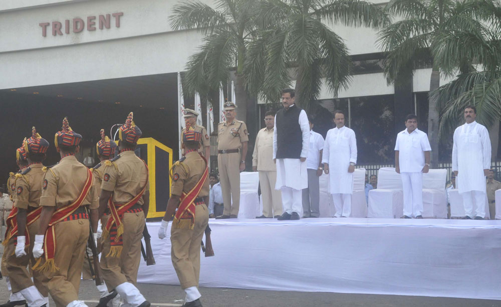 Chief Minister Prithviraj Chavan and Deputy Chief Minister Ajit Pawar At Hotel Trident To Pay Homage To Martyrs On The 2nd anniversary of 26/11 terror attack.