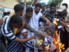 NSUI MUMBAI PROTEST AGAINST PAKISTANI CRICKET PLAYER SHOEB AKHTAR AT MUMBAI CINGRESS RAJIV GANDHI BHAVAN.