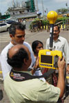 UNION STATE  MINISTER MILIND DEORA ON CHECKING MOBILE TOWER FREQUENCY AT HAJI ALI.