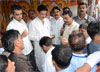 AT SEWREE A WALL OF GODOWN COLLAPSED DUE TO WHICH FIVE CHILDREN'S HAVE LOST THEIR LIVES TODAY CHIEF MINISTER PRITHVIRAJ CHAVAN & UNION STATE MINISTER MILIND DEORA VISITED THE SPOT AND DISTRIBUTED CHEQUE TO HELP THE FAMILIES OF THE DEATH CHILDREN' S.