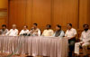 Chief Minister Devendra Fadnavis with his Team during Press Conference at Sahyadri Guest House.