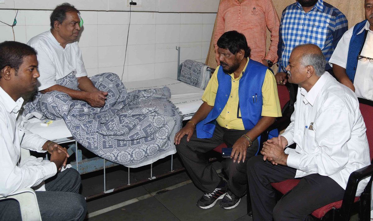 RPI Leader Ramdas Athawale & Dr.Tatyarao Lahane at J.J.Hospital.