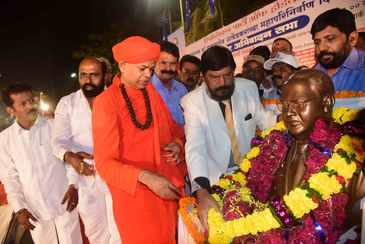 RPI Leader & Central Minister of State Ramdas Athawale at Dadar Chaitya Bhoomi.