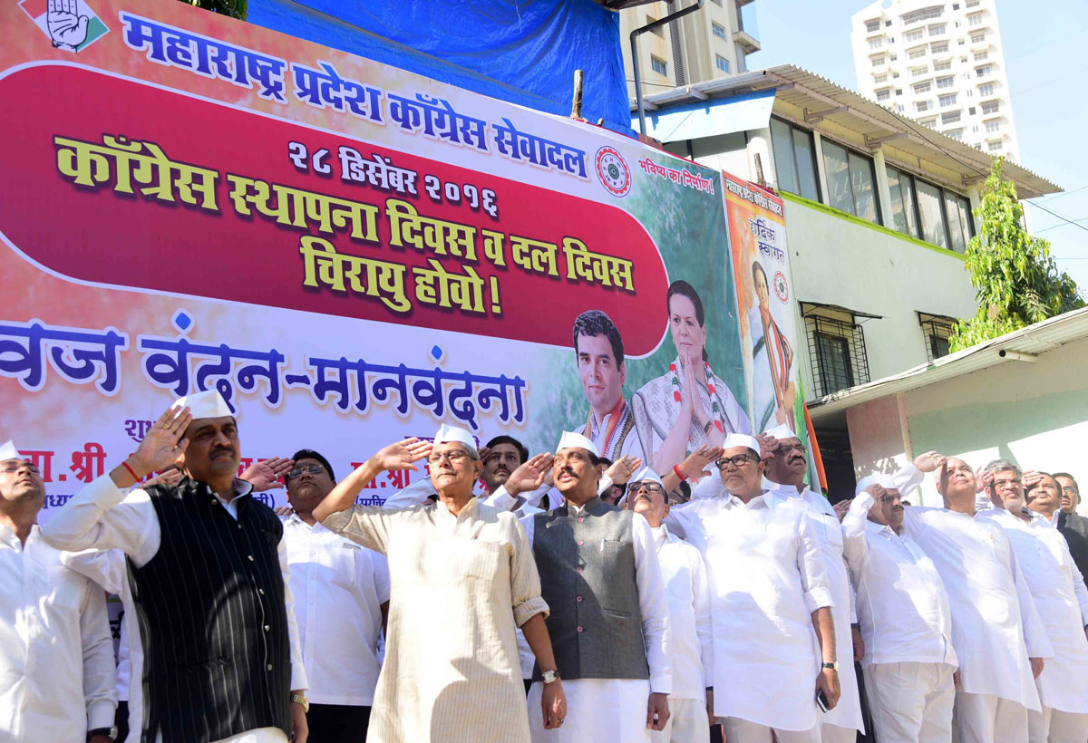 Mahrashtra State Congress Leaders During Celebration the 131th Congress Foundation Day in Mumbai.