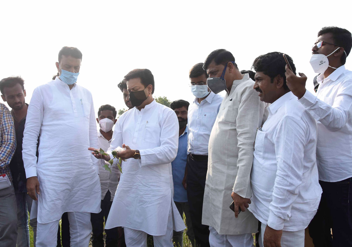 Latur District Guardian Minsiter Amit Deshmukh visit Beed Devrai Drought Area due Heavy Rainfall.