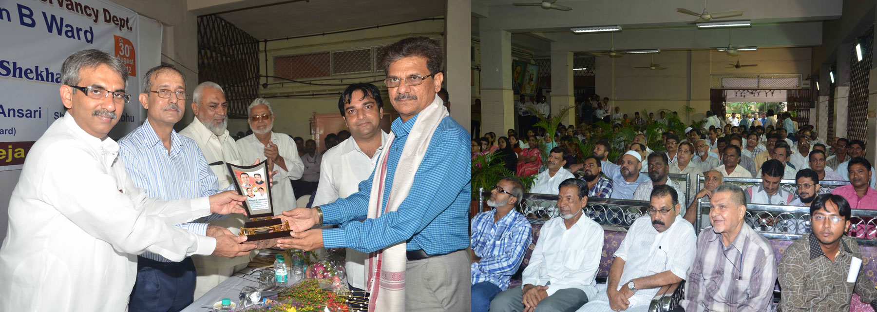 MUNICIPAL CORPORATOR JAVED JUNEJA ORG.FELICITATE MCGM-B WARD OFFICERS & STAFF OF CONSERVANCY DEPT.AT B WARD OPP.J.J.HOSPITAL.