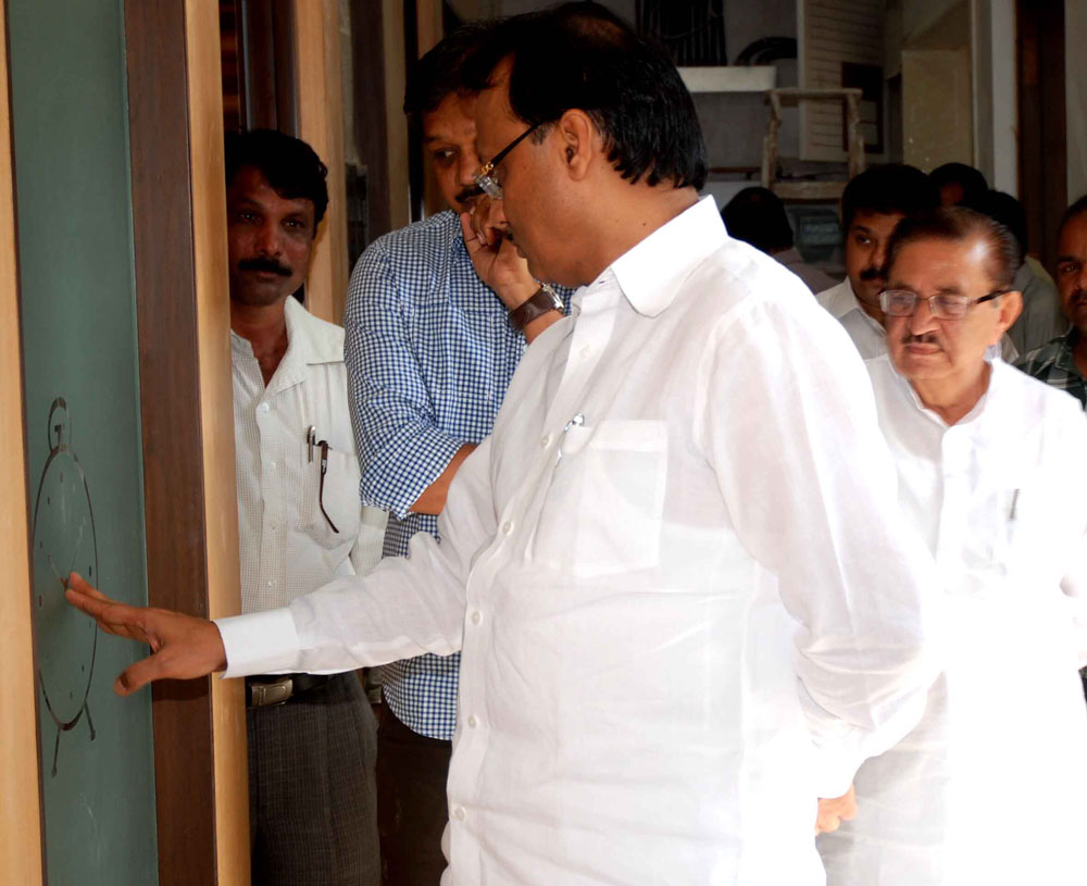 EX.CHIEF MINISTER AJIT PAWAR & NCP PRADESH PRESIDENT MADHUKARRAO PICHAD AT NCP BHAVAN NARIMAN POINT.