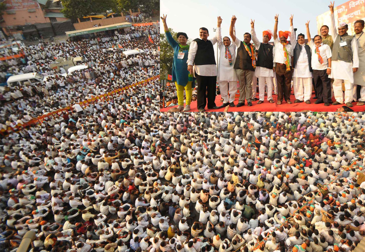 BJP PRESIDENT NITIN GADKARI & BJP LEADER GOPINATH MUNDE IN  MAHARASHTRA GOVT.MORCHA AT NAGPUR.