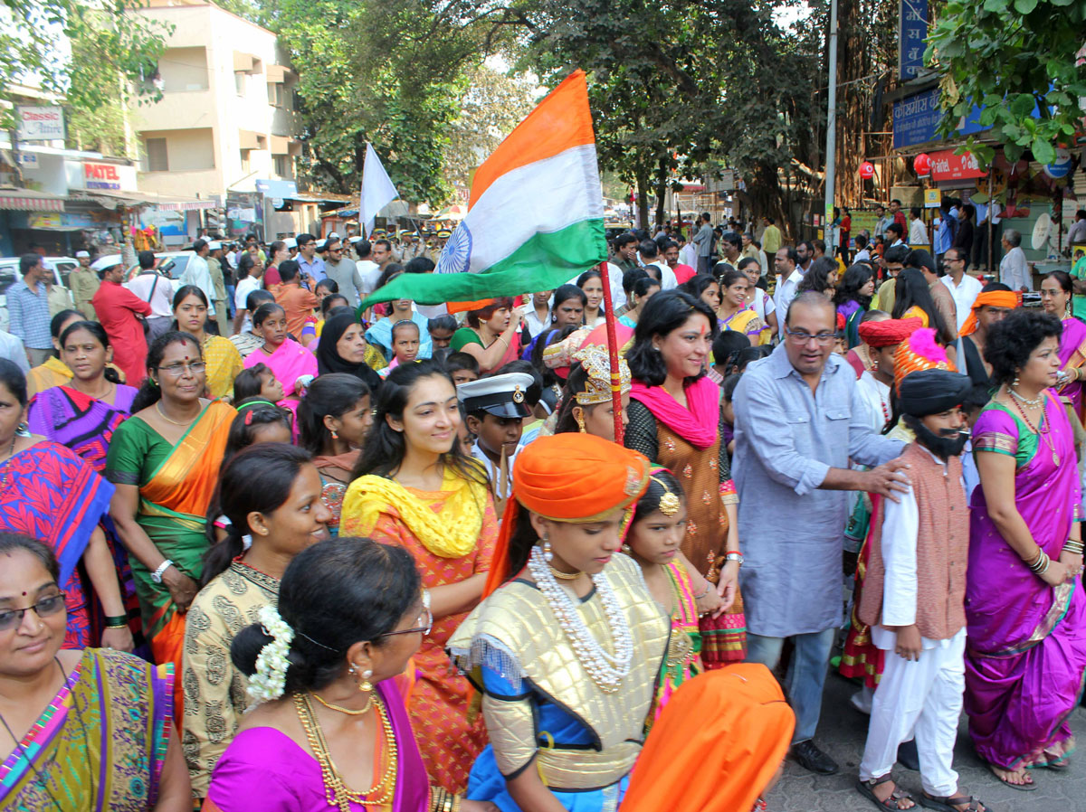 Congress-NCP Mumbai - North Central MP.Candidate Priya Dutt During Gudi Padva Festival at Vile Parle.