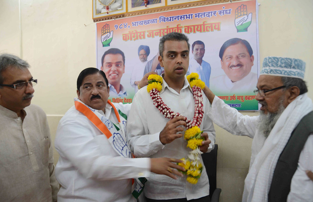 South Mumbai Congress/NCP/PRP (Kawade) Republican Party of India(Democratic)Alliance MP.Candidate Milind Deora Election Campaign Rally in South Mumbai Parliamentary Constituency at Byculla & Colaba Area.