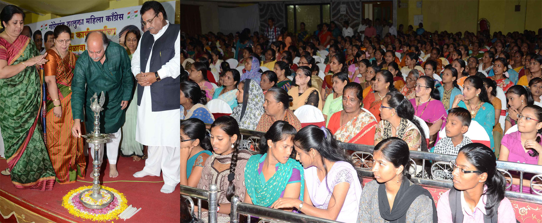 M.P.& EX.UNION MINISTER GURUDAS KAMAT ON MAHILA CONGRESS MELAVA AT GOREGAON.
