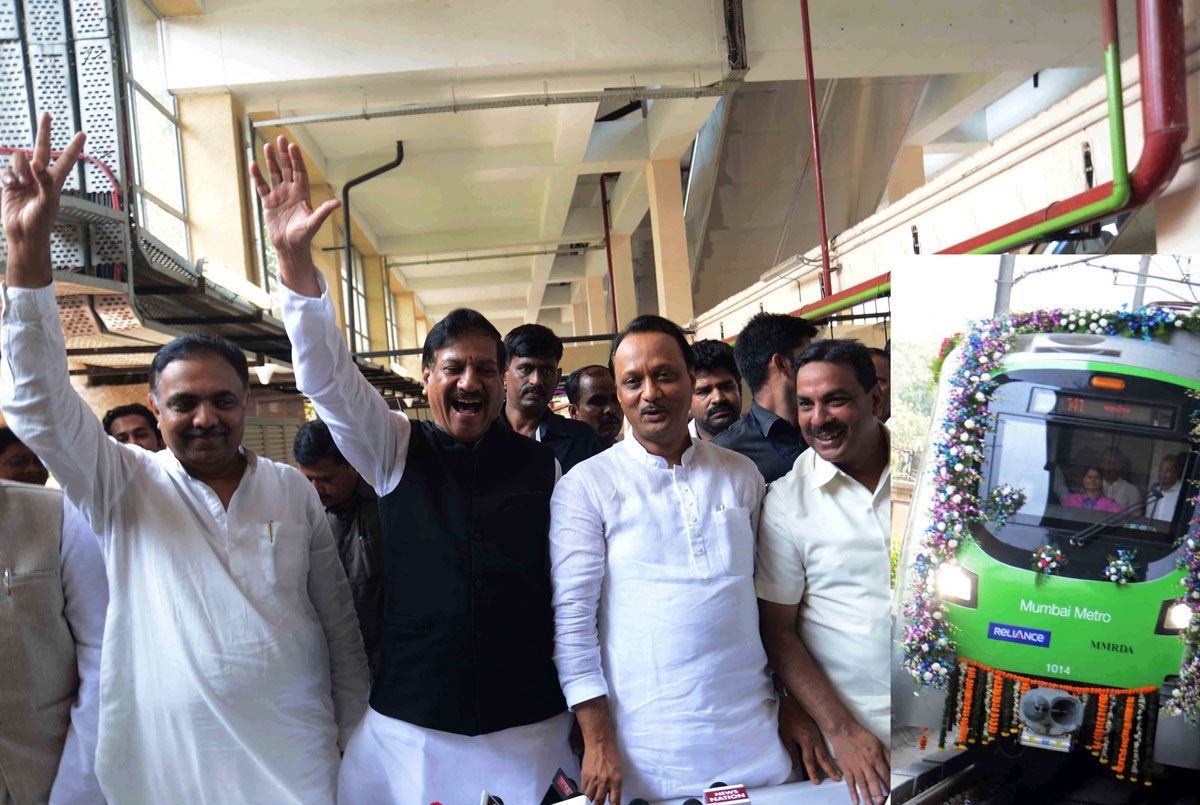 Mumbai Metro Rail from Ghatkopar to Versova Inaugurated by Chief Minister Prithviraj Chavan.