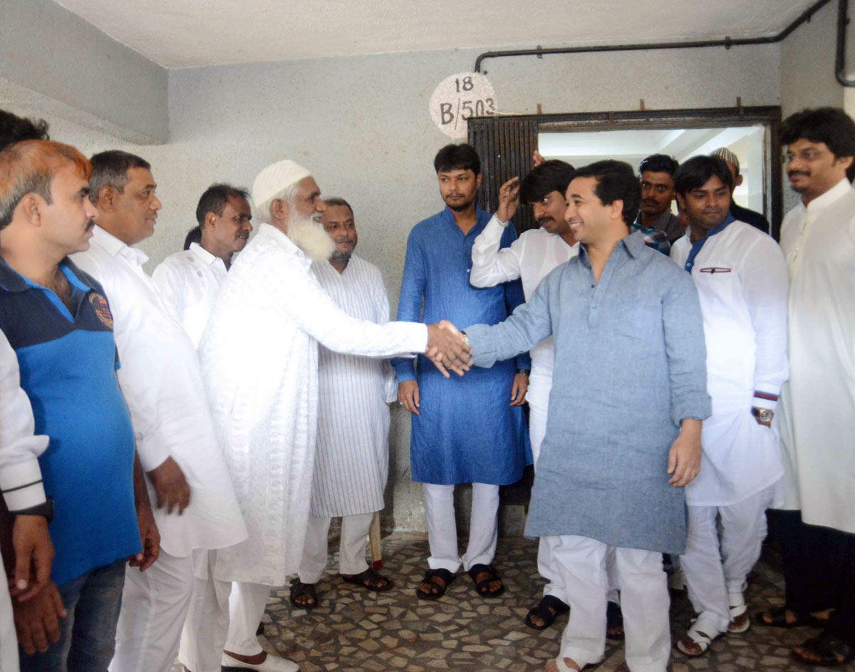 Swabhiman Sanghatana President Nitesh Narayanrao Rane on RAMZAN EID at kurla in Mumbai.