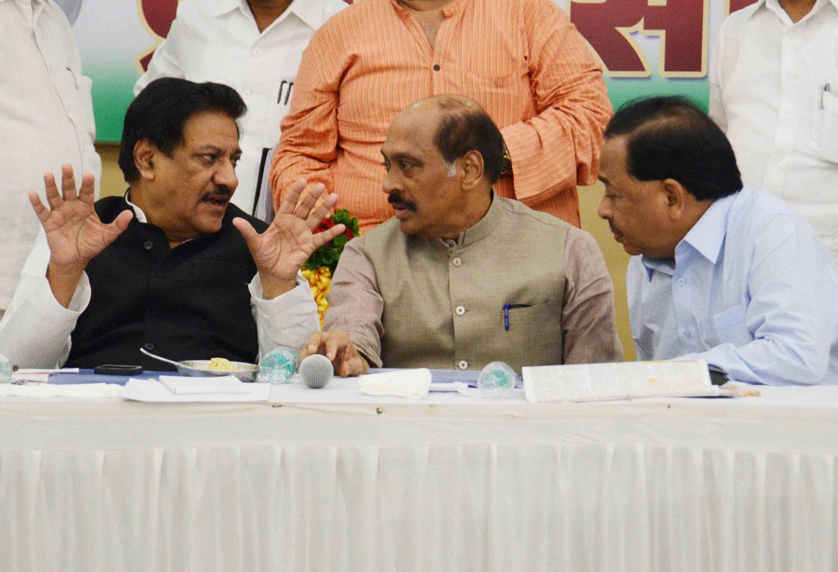 Congress Leader's During Maharashtra Assembly Election 2014 Campaign Committee Meeting at Tilak Bhavan Dadar.