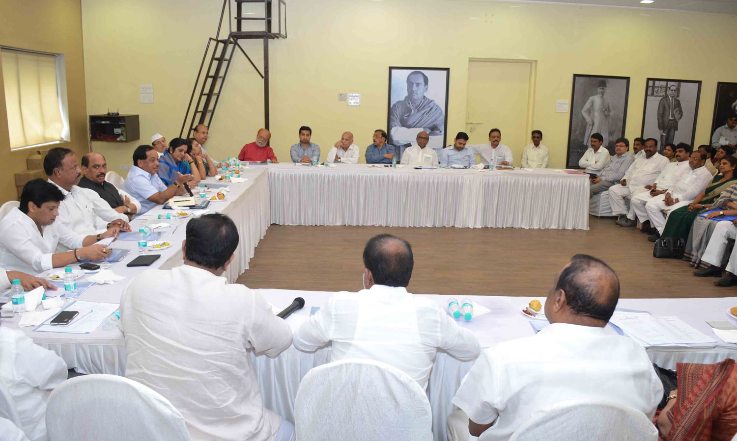 Congress Leader's During Maharashtra Assembly Election 2014 Campaign Committee Meeting at Tilak Bhavan Dadar.