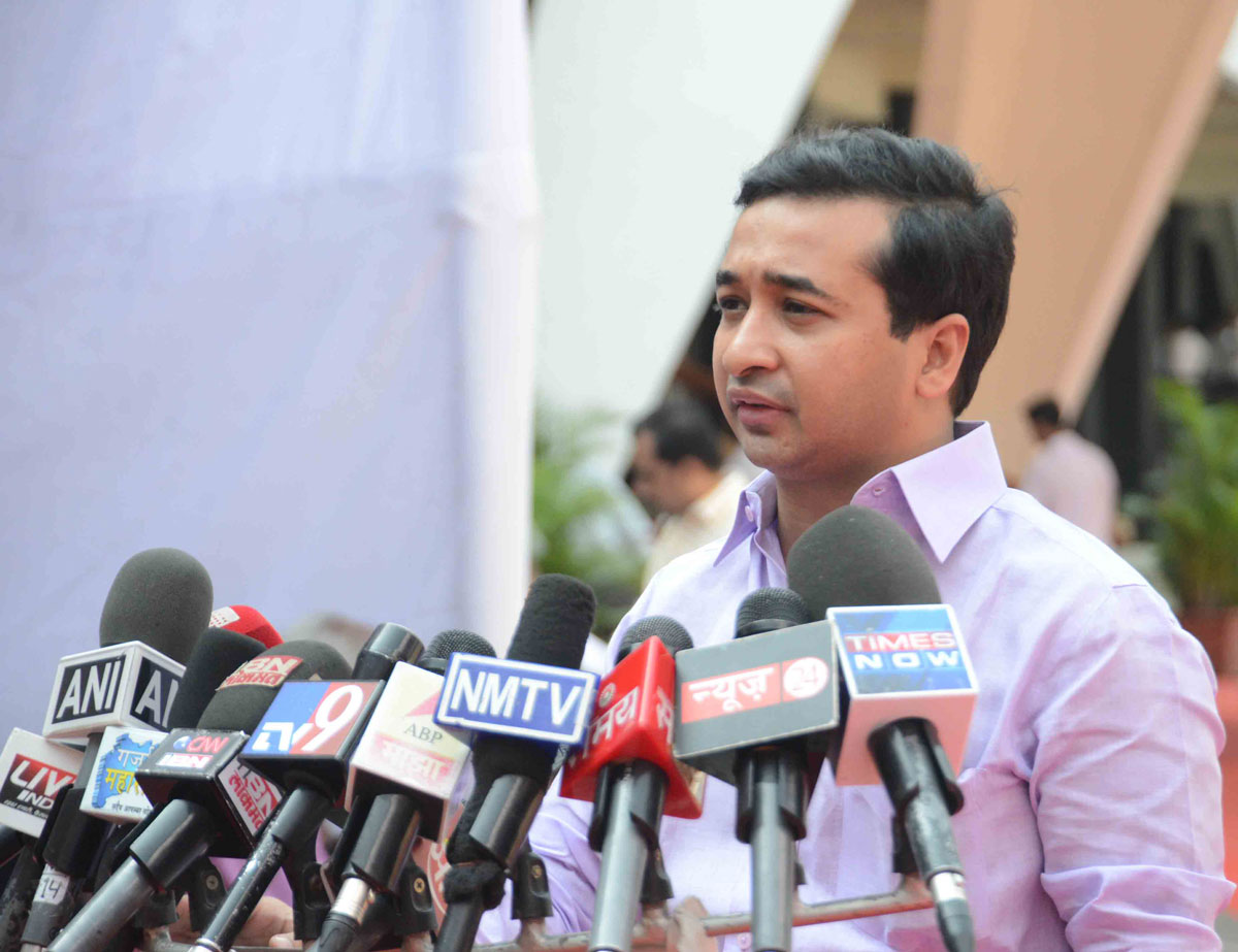Congress MLA Nitesh Narayanrao Rane Press Conference at Vidhan Bhavan.