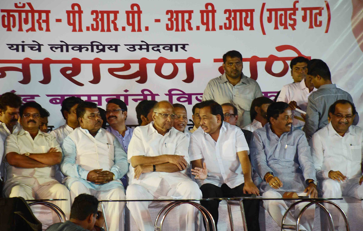 NCP Chief Sharad Pawar During 176-Bandra(E) Assembly Constituency Congress-NCP Candidate Narayanrao Rane Public Meeting at Bandra.