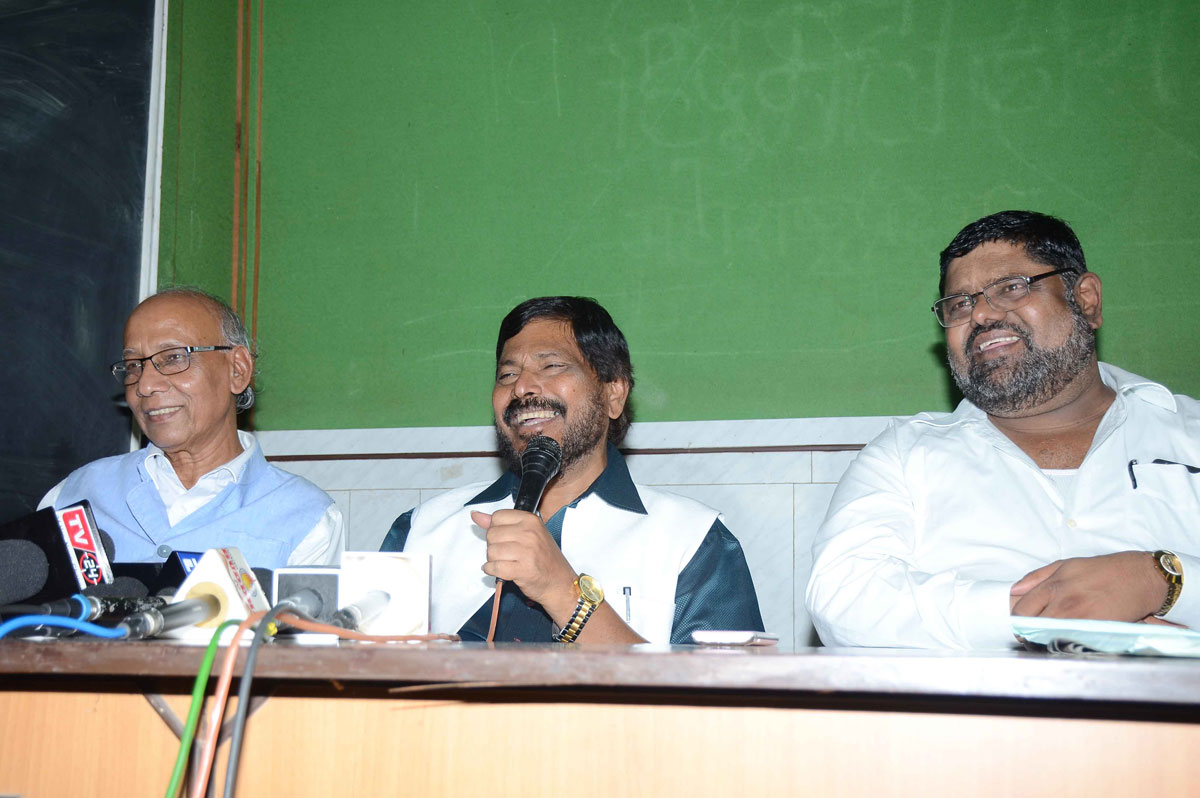 RPI Leader Ramdas Athawale  Press Conference at Azad Maidan Patrakar Sangh.