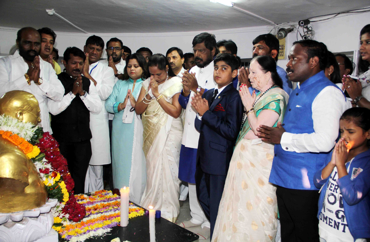 RPI Leader Ramdas Athawale Tribute to Bharat Ratna Dr.Babasaheb Ambedkar on Mahaparinirvan Din at Chaityabhumi Dadar.