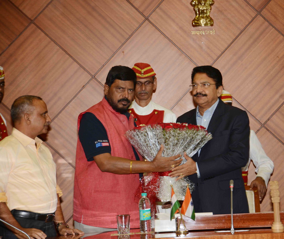 RPI Leader MP.Ramdas Athawale meets Governor Dr.Ch. Vidyasagar Rao at Raj Bhavan Mumbai.