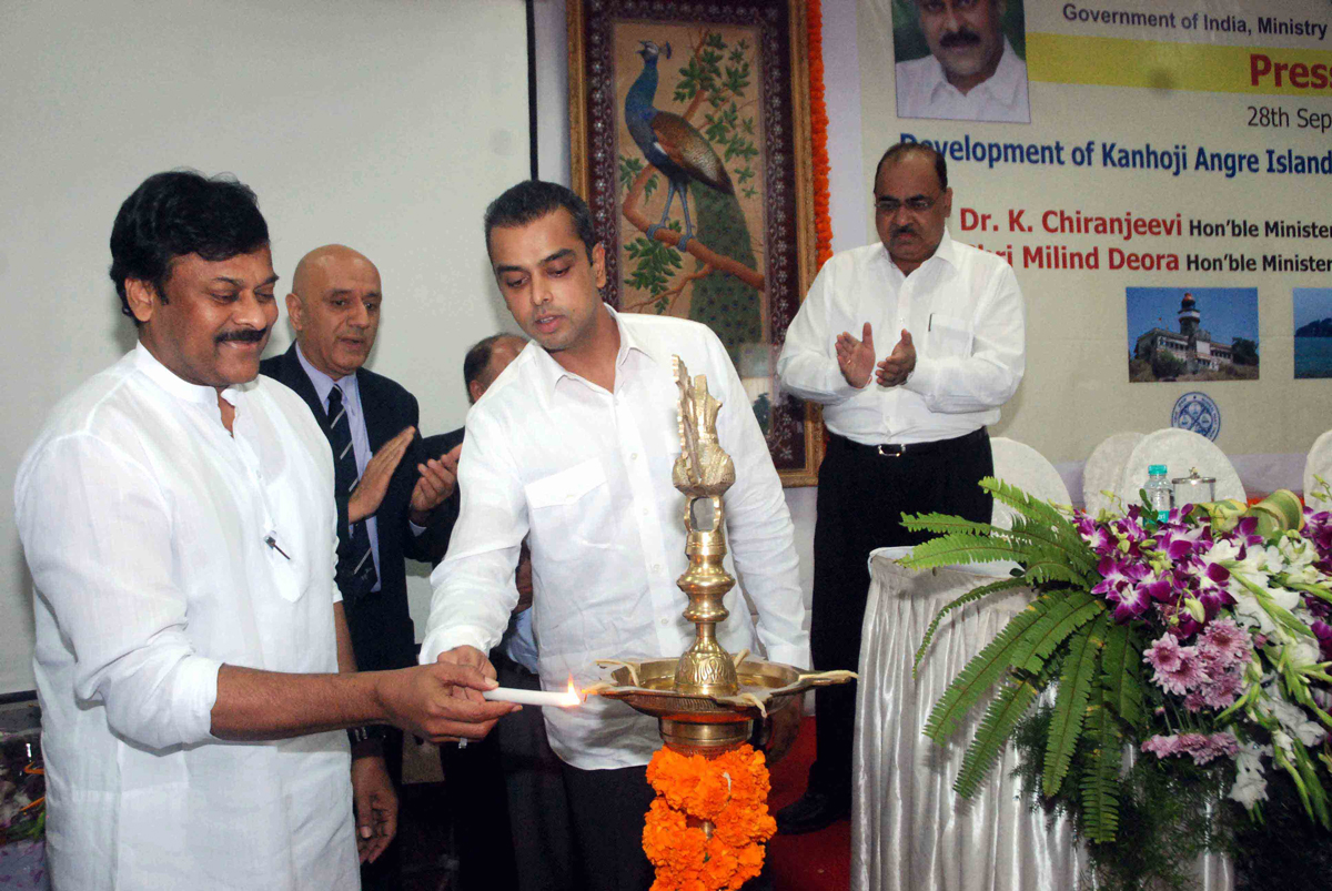 JOINT PRESS CONFERENCE UNION MINISTER OF TOURISM DR. K. CHIRANJEEVI & MINISTER OF STATE FOR SHIPPING & MP. MILIND DEORA AT BPT. BLDG BALLARD ESTATE.