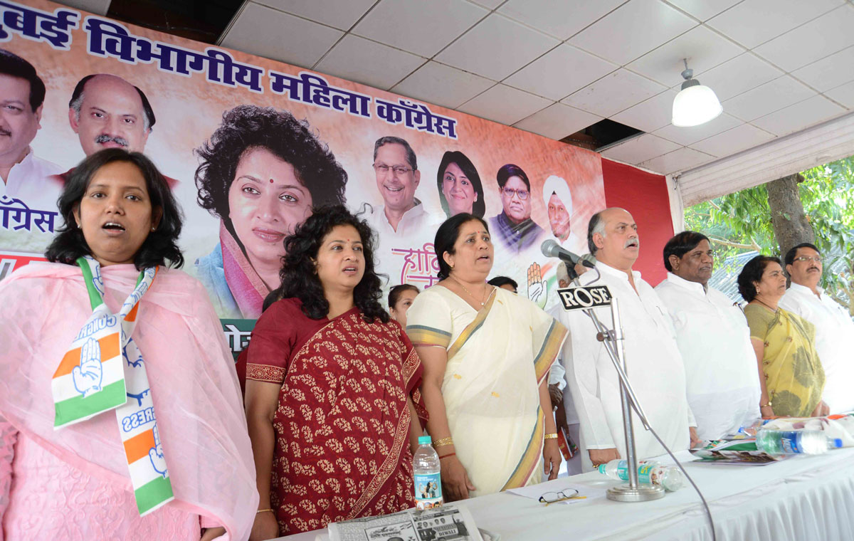 AICC Gen.Sec.& MP.Gurudas Kamat during AICC.Mahila Congress President Shobha Ojha Mahila Congress rally at Rajiv Gandhi bhavan CST.