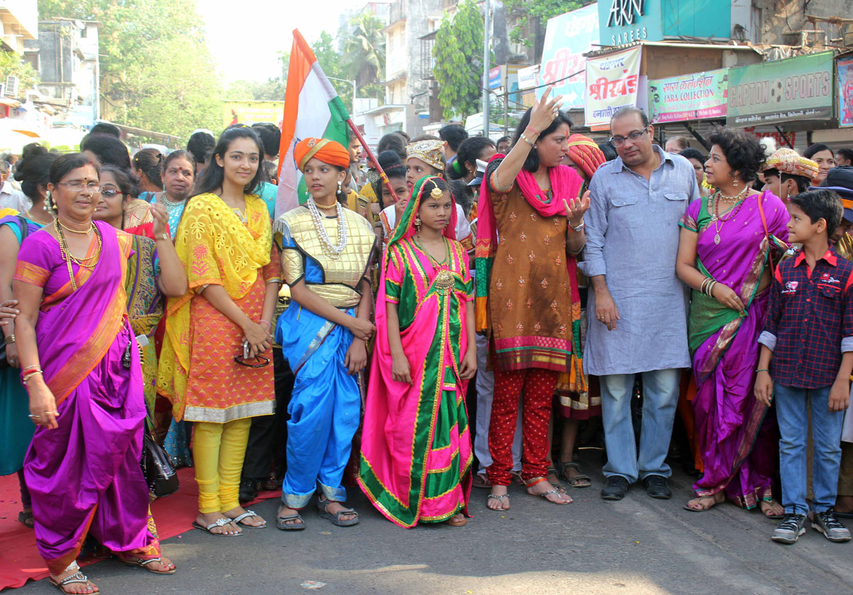 Congress-NCP Mumbai - North Central MP.Candidate Priya Dutt During Gudi Padva Festival at Vile Parle.