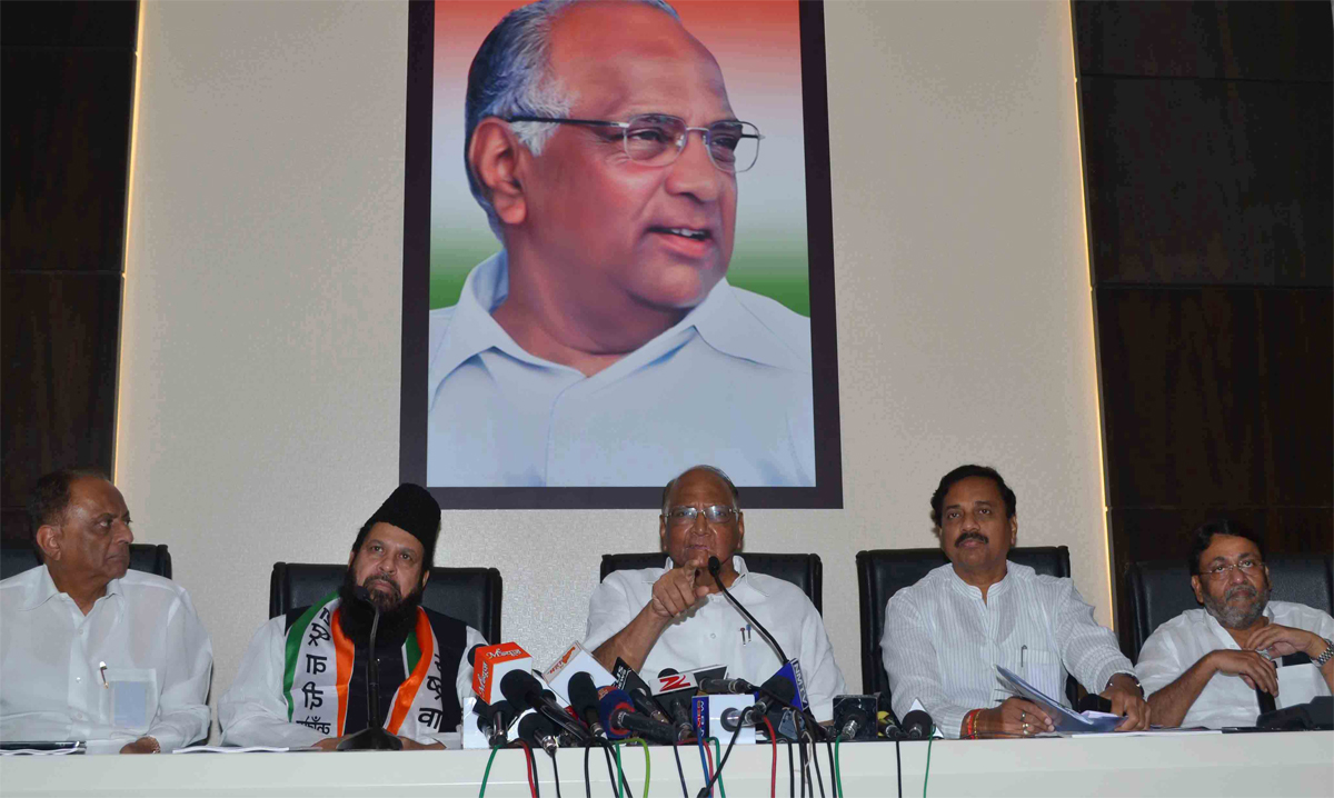 NCP President Sharad Pawar at NCP Bhavan Nariman Point.