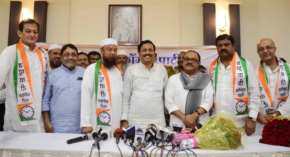 NCP Leaders Press Conference at Rashtravadi Bhavan.