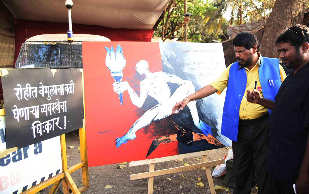 RPI Leader & MP Ramdas Athawale at Azad Maidan CST Mumbai.