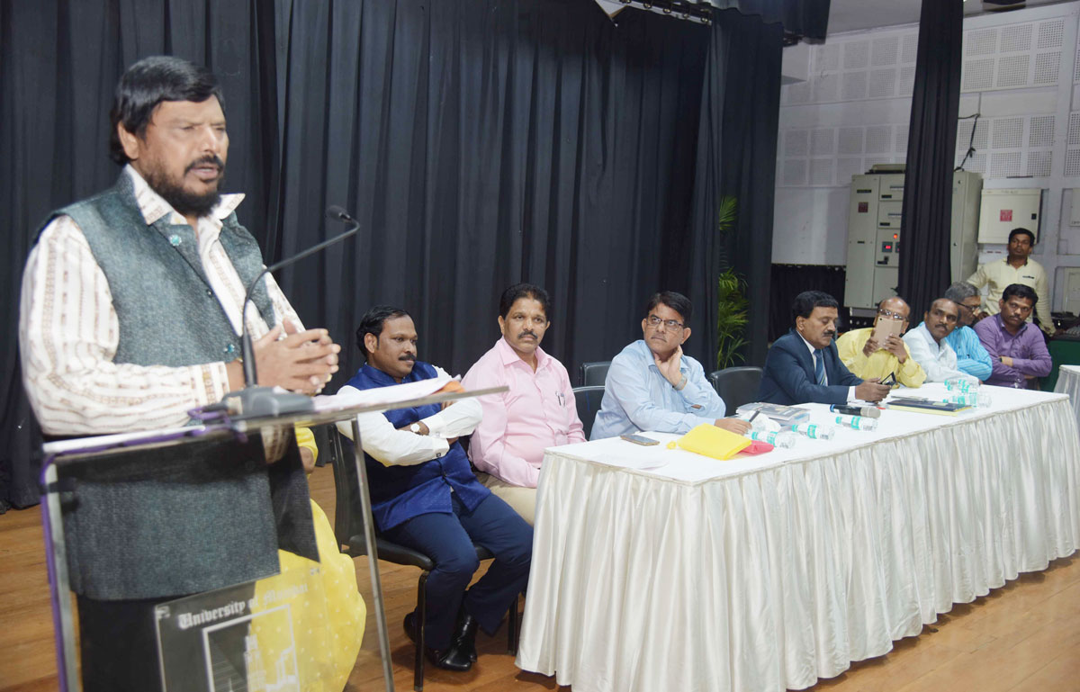 Social Justice & Empowerment Union Minister Ramdas Athawale at kalina Mumbai University.