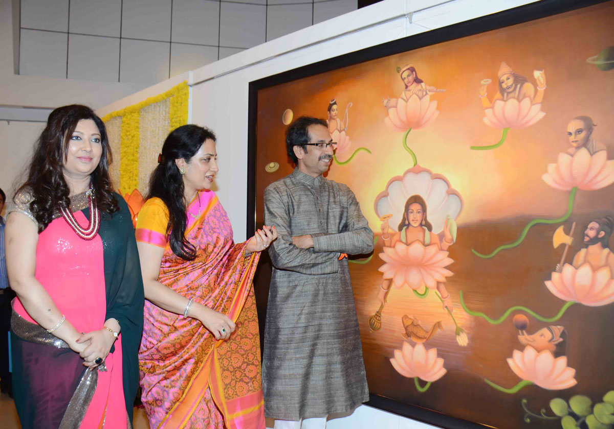 Shivsena President Udhav Thakre During Inauguration of Camlin Celebrating 50Year's Of Camel Color's Painting Exhibition at Jehangir Art Gallery Kala Ghoda.