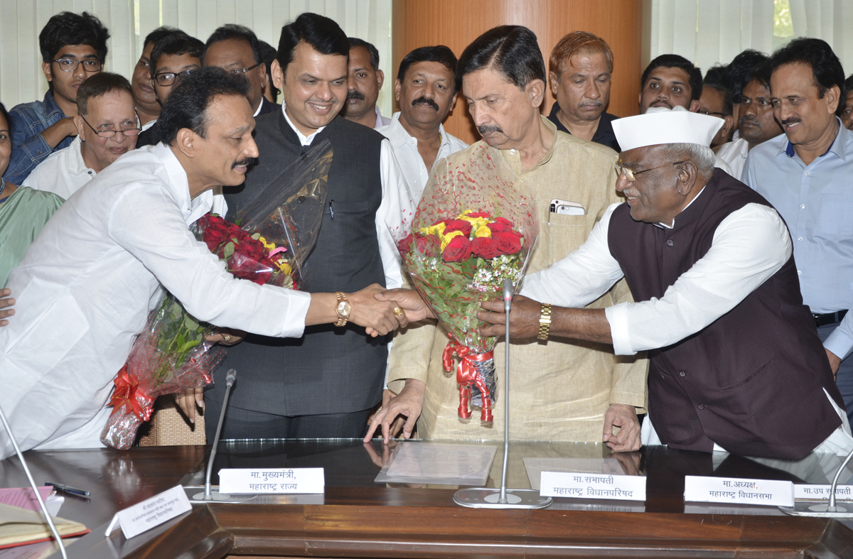 Newly Elected MLC's Oath Ceremony at Vidhan Bhavan in Chief Presence of Chief Minister Devendra Fadnavis,President Haribhau Bagde,Sabhapati Ramraje Nimbalkar.
