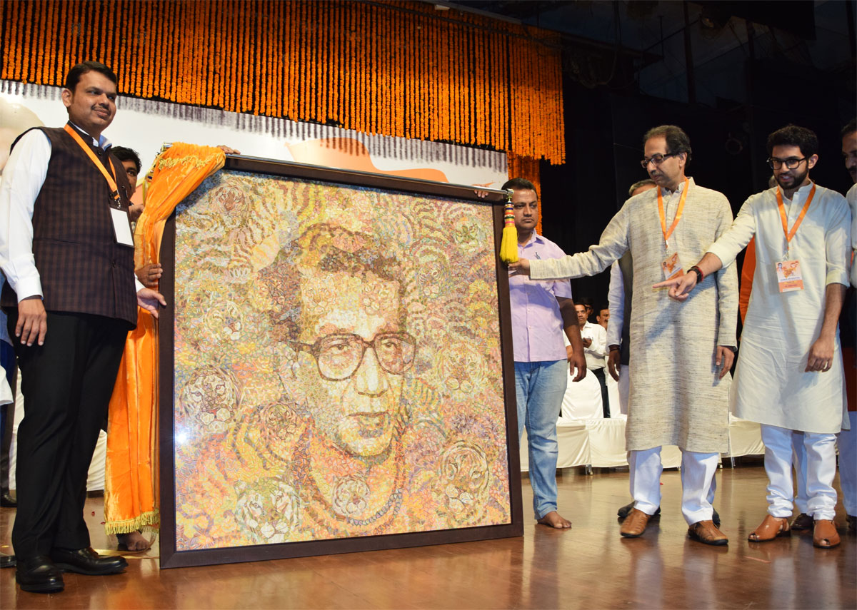Chief Minister Devendra Fadnavis,Shivsena Chief Uddhav Thackarey & Yuva Sena Chef Aditya Thackarey During Shivsena 56th Year Foundation Day.