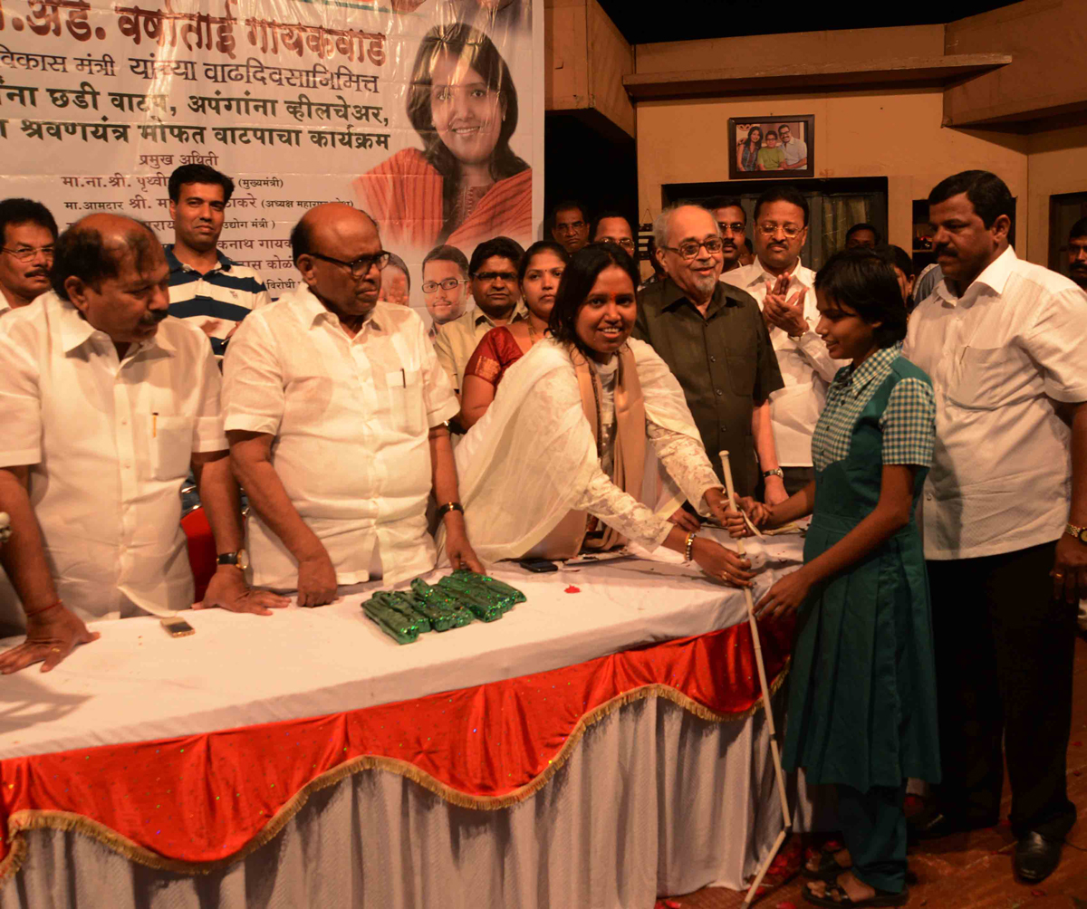 FREE DISTRIBUTION OF WALKING STICK TO BLIND SCHOOL CHILDRENS,HEARING MACHINE FOR DEAF/ DUMB CHILDRENS & WHEEL CHAIR FOR HANDICAPS PROGRAM AT DADAR.