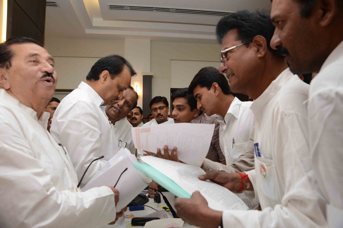 DY.CHIEF MINISTER AJITDADA PAWAR & NCP STATE PRESIDENT MADHUKARRAO PICHAD IN JANTA DARBAR AT NCP BHAVAN.