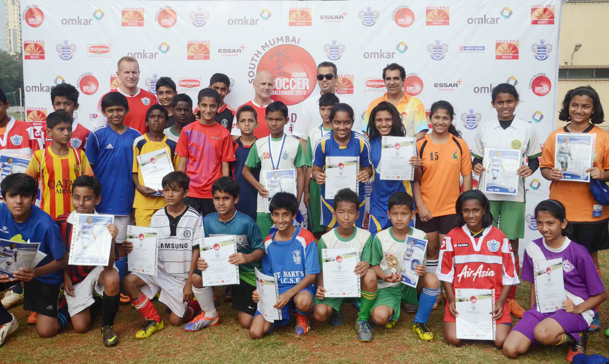 Union Minister Of State & MP.Milind Deora During South Mumbai Junior Soccer Challenger-2013 At Western Railway Ground Lower Parel.