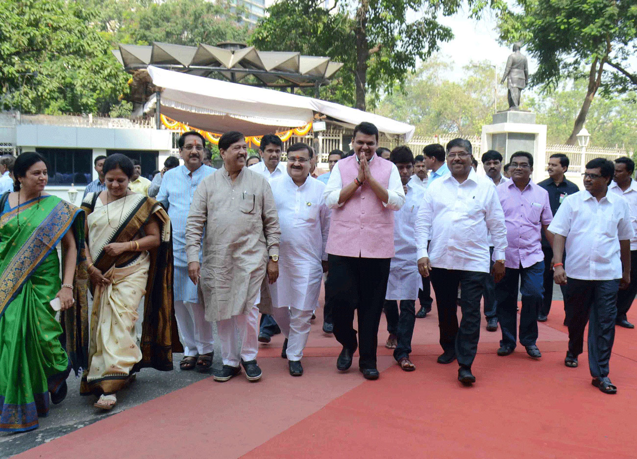 Chief Minister Devendra Fadnavis & BJP Newly Elected MLA's On 1st Day Assembly Session at Vidhan Bhavan Mumbai.