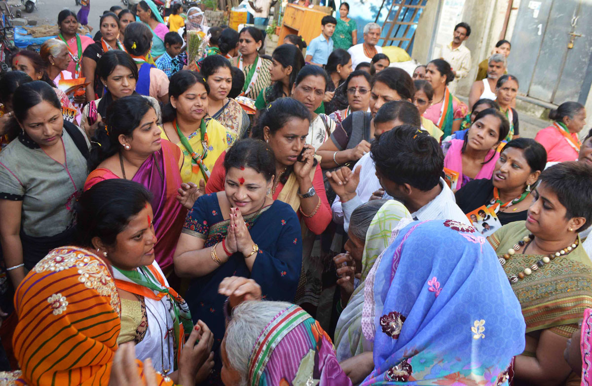 176-Bandra(E) Assembly Constituency Congress-NCP Candidate Narayanrao Rane Rally During Nilamtai Rane.