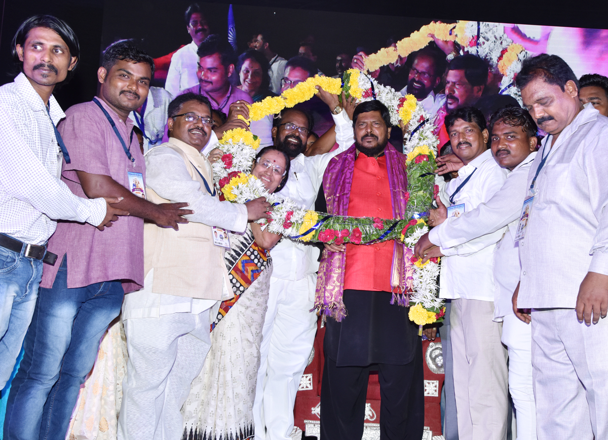 RPI Leader-Social Justice & Empowerment MOS Ramdas Athawale Felicitation at Chembur Lal Dongar.