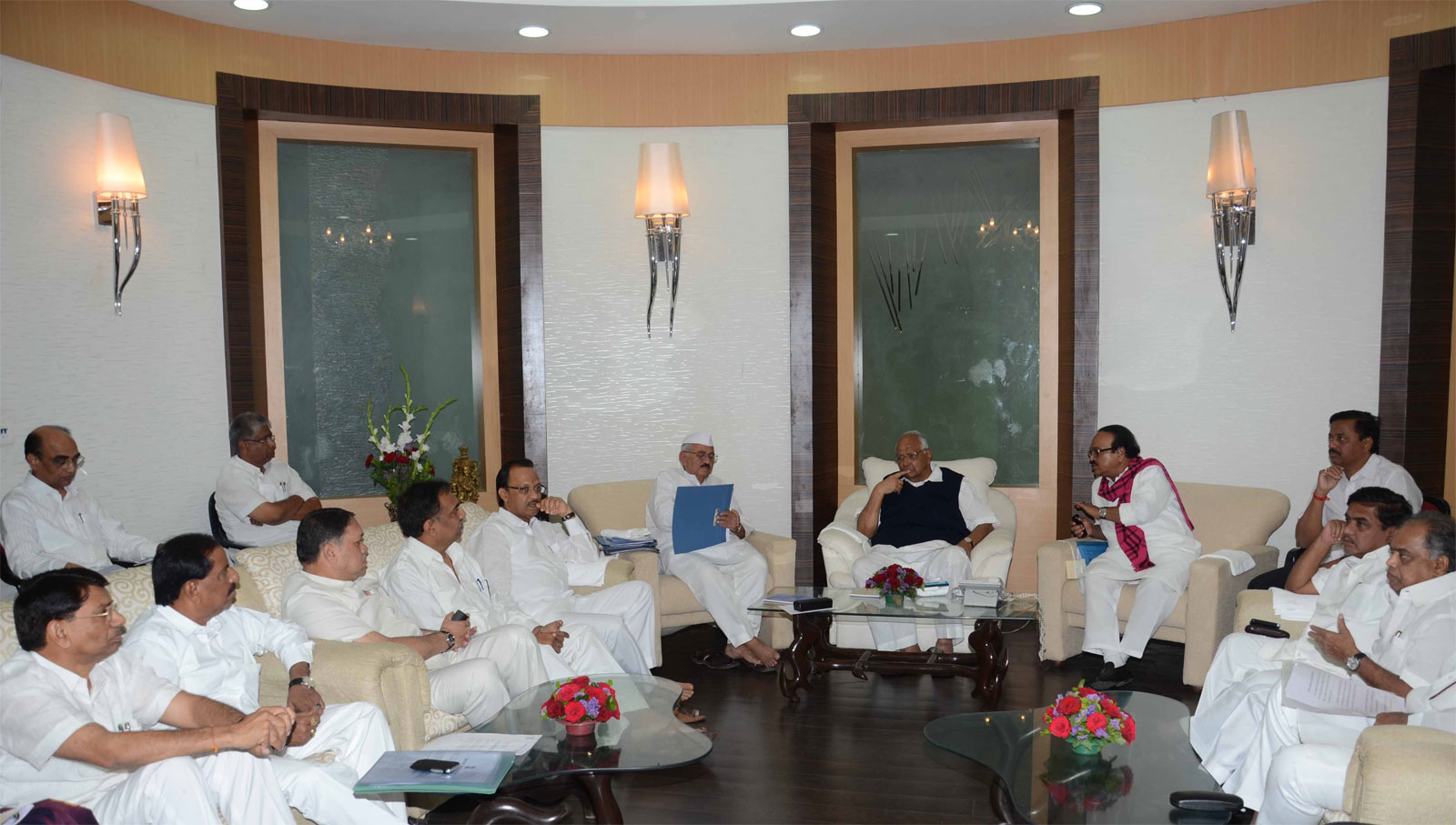 NCP LEADER'S MEETING AT MEGHDOOT BUNGLOW MALBAR HILL ON OCCASION NCP CHIEF SHARAD PAWAR.