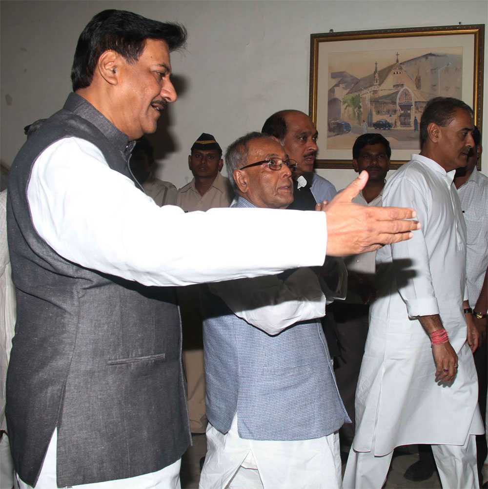 CONGRESS & NCP CANDIDATE OF PRESIDENT PRANAV MUKHERJEE AT Y.B.CHAVAN CENTER IN MUMBAI.