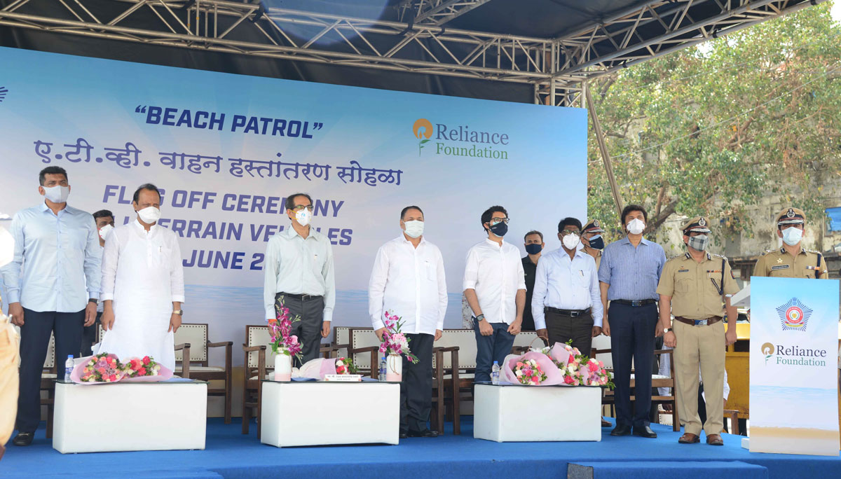 Chief Minister Uddhav Thackarey for Flag Off Ceremony ATV Vans for "BEACH PATROL" at Girgaum Chowpatty.