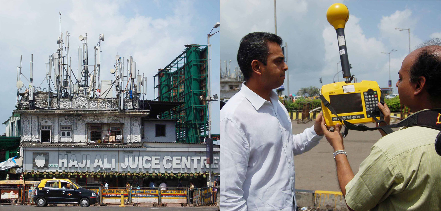 UNION STATE MINISTER MILIND DEORA ON CHECKING MOBILE TOWER FREQUENCY AT HAJI ALI.