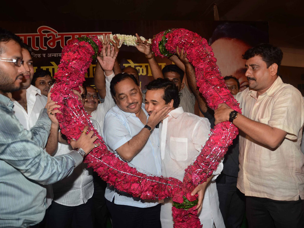 MINISTER NARAYANRAO RANE & SWABHIMAN SANGHTNA PRESIDENT NITESH RANE IN MUMBAI.