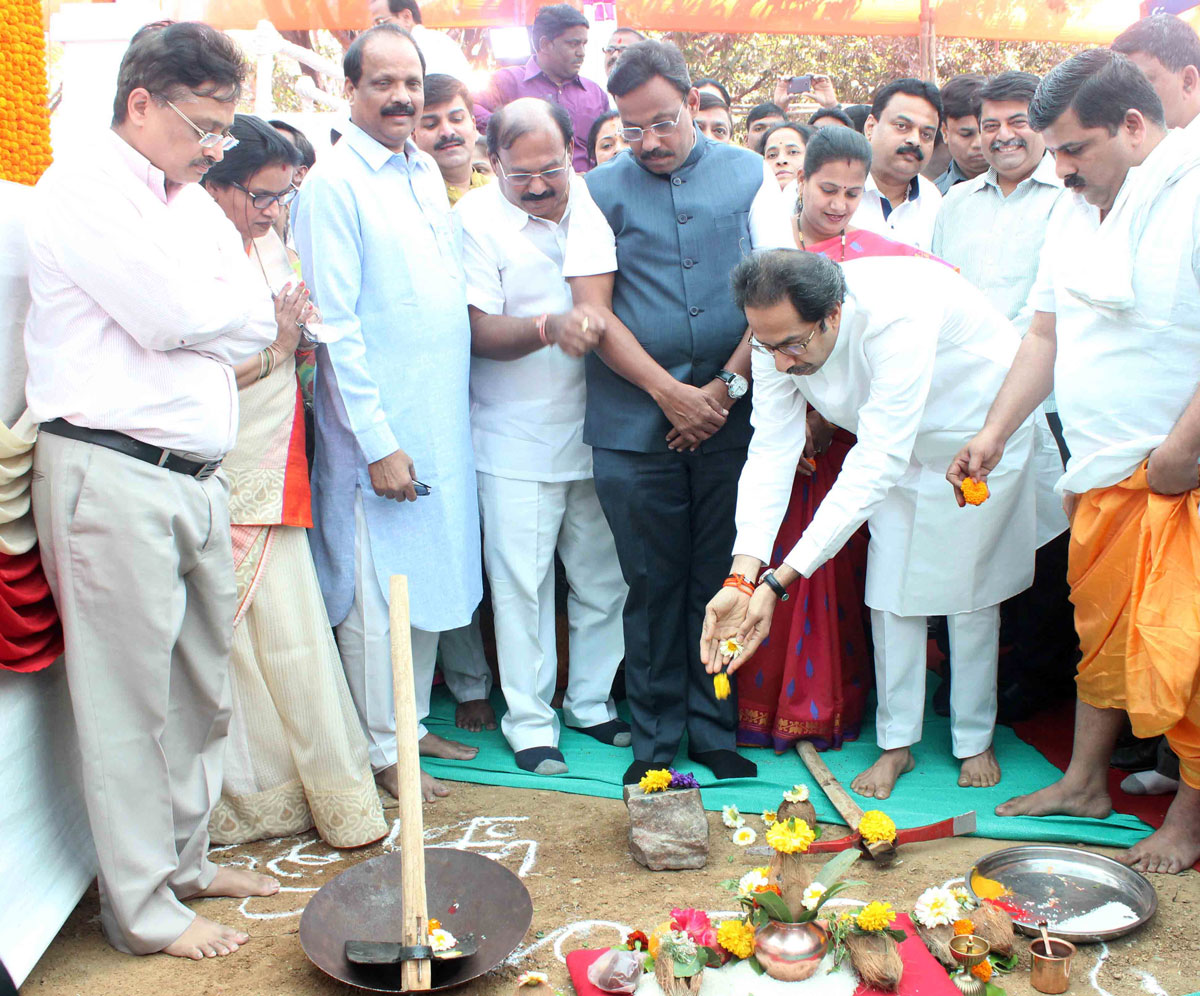 Shivsena Chief Uddhav Thackeray & Minister Vinod Tawade during BhumiPujan of Garden at Naigaon Dadar.