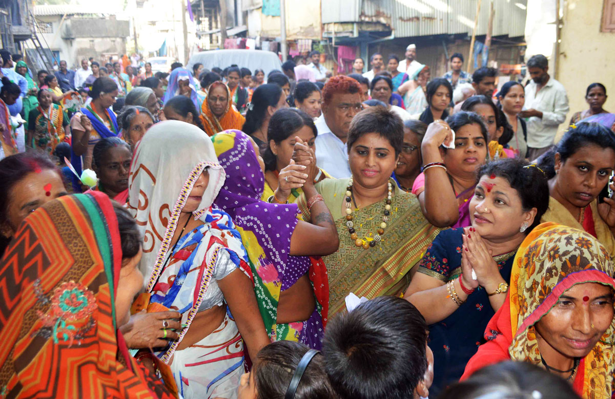 176-Bandra(E) Assembly Constituency Congress-NCP Candidate Narayanrao Rane Rally During Nilamtai Rane.