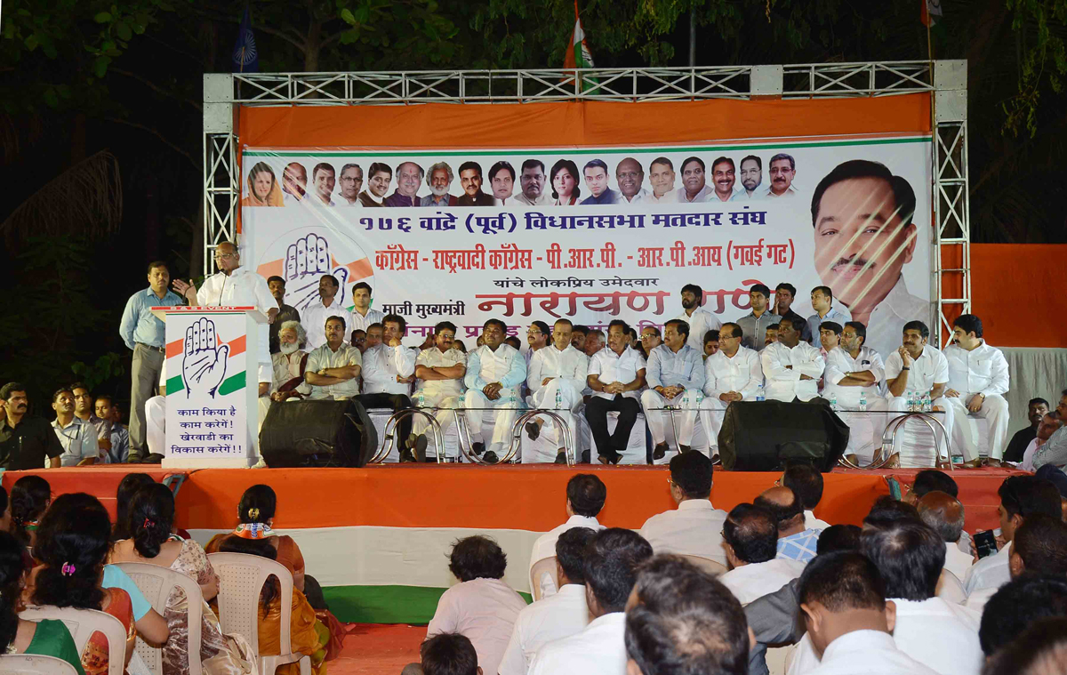 NCP Chief Sharad Pawar During 176-Bandra(E) Assembly Constituency Congress-NCP Candidate Narayanrao Rane Public Meeting at Bandra.